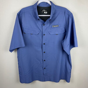 Habit Mens Large Blue Outdoor 40+ Solar Factor Performance Fishing Button Shirt